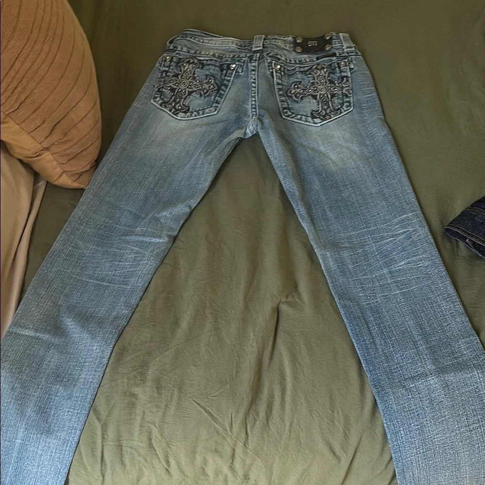 Miss Me Denim Skinny Jeans with Embellished Pockets - Picture 2 of 3